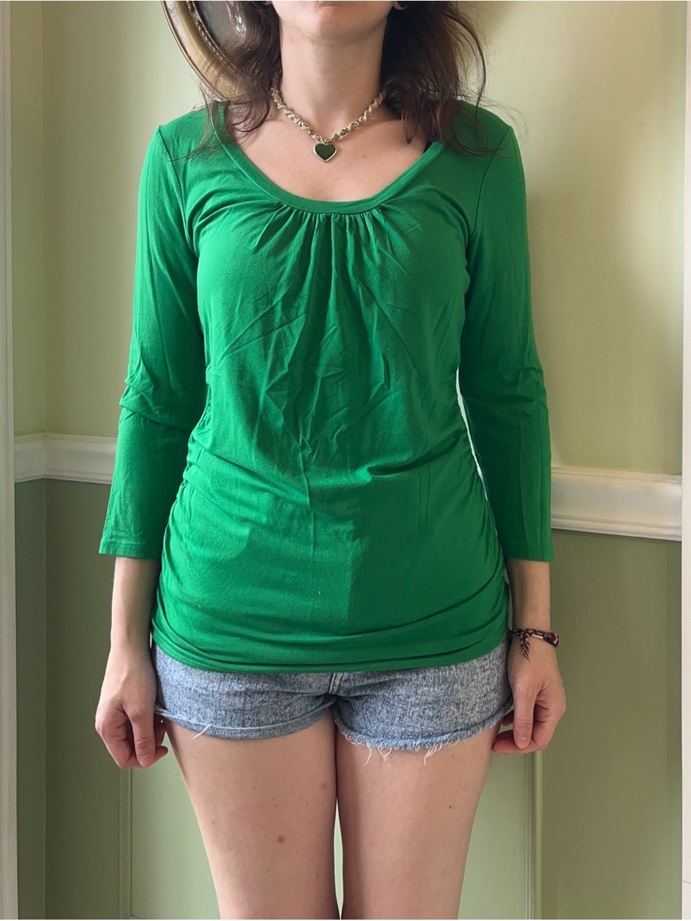 New York & Company Y2K green 3/4 sleeve top